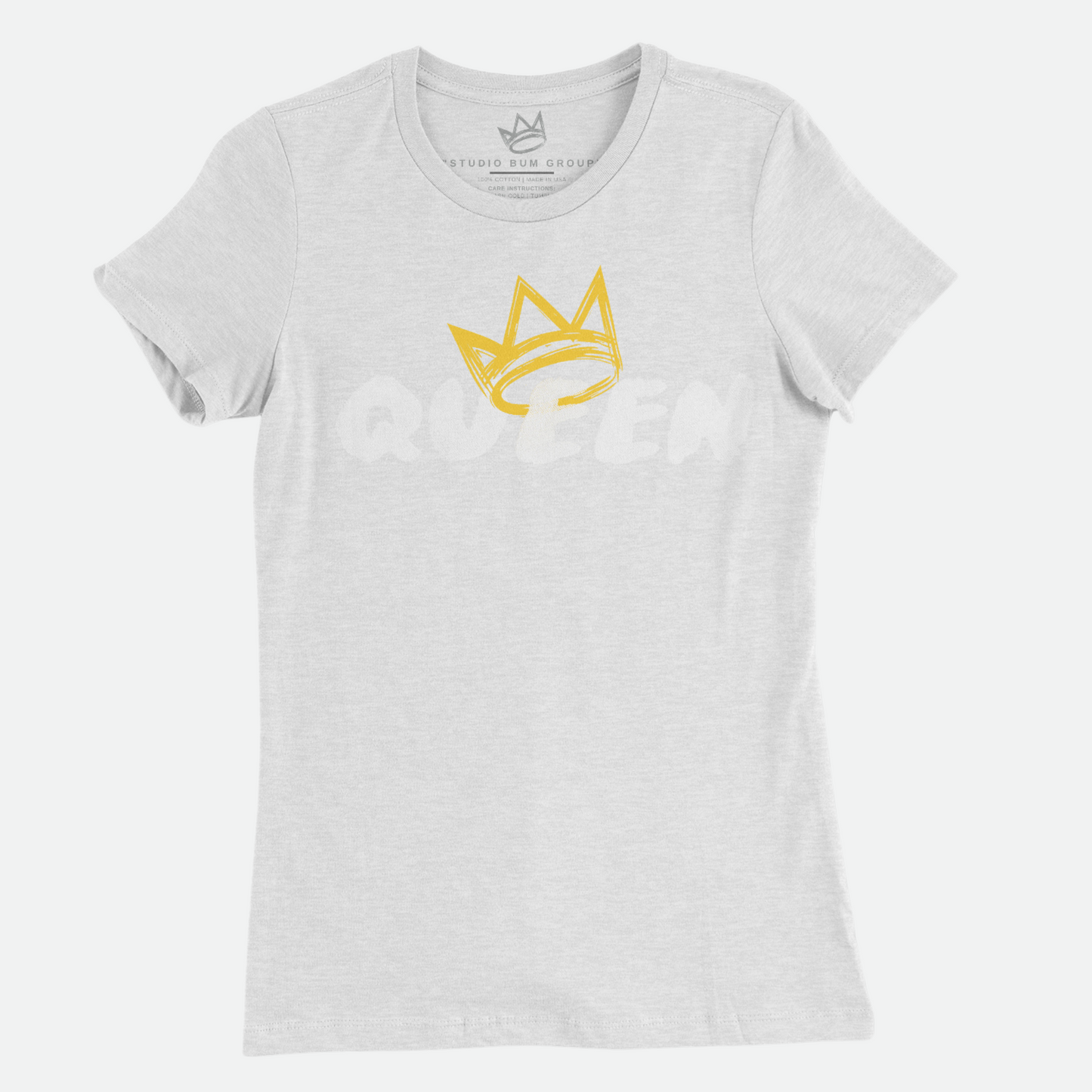 Queen T-Shirt (White Print | Gold Crown)