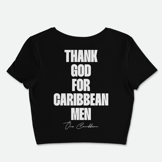 Thankful Crop Tee – Black | Thank God for Caribbean Men By One Caribbean