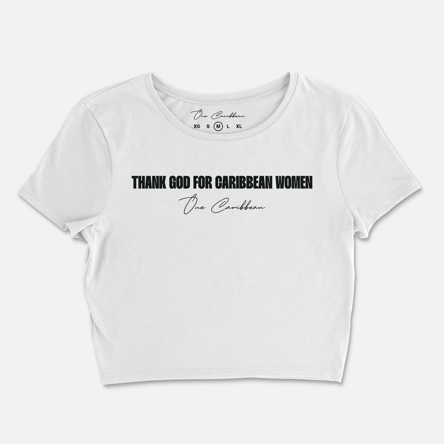 Thankful Crop Tee – White | Thank God for Caribbean Women By One Caribbean