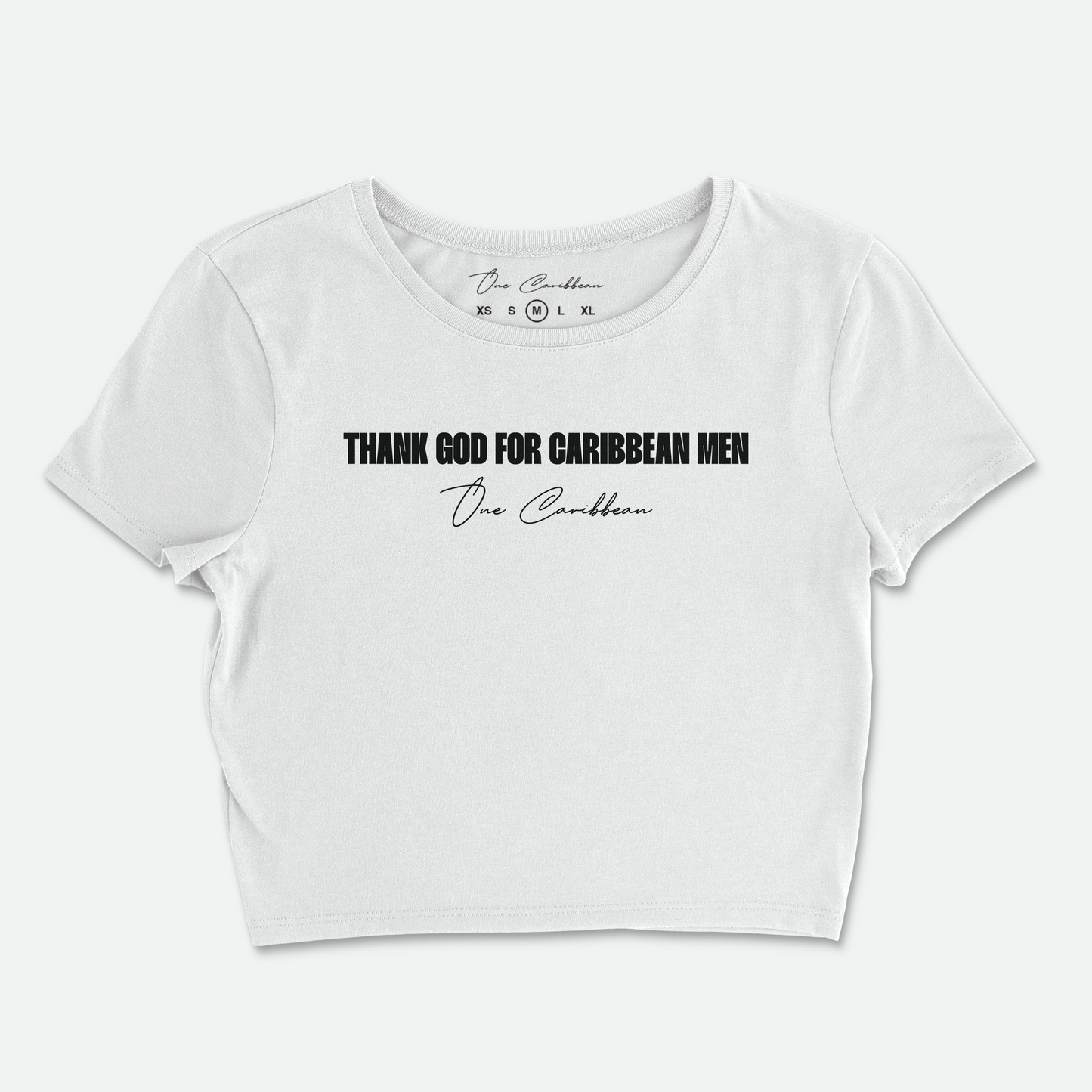 Thankful Crop Tee – White | Thank God for Caribbean Men By One Caribbean