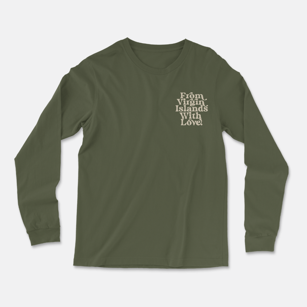 From Virgin Islands With Love Long Sleeve T-Shirt (Beige Print)