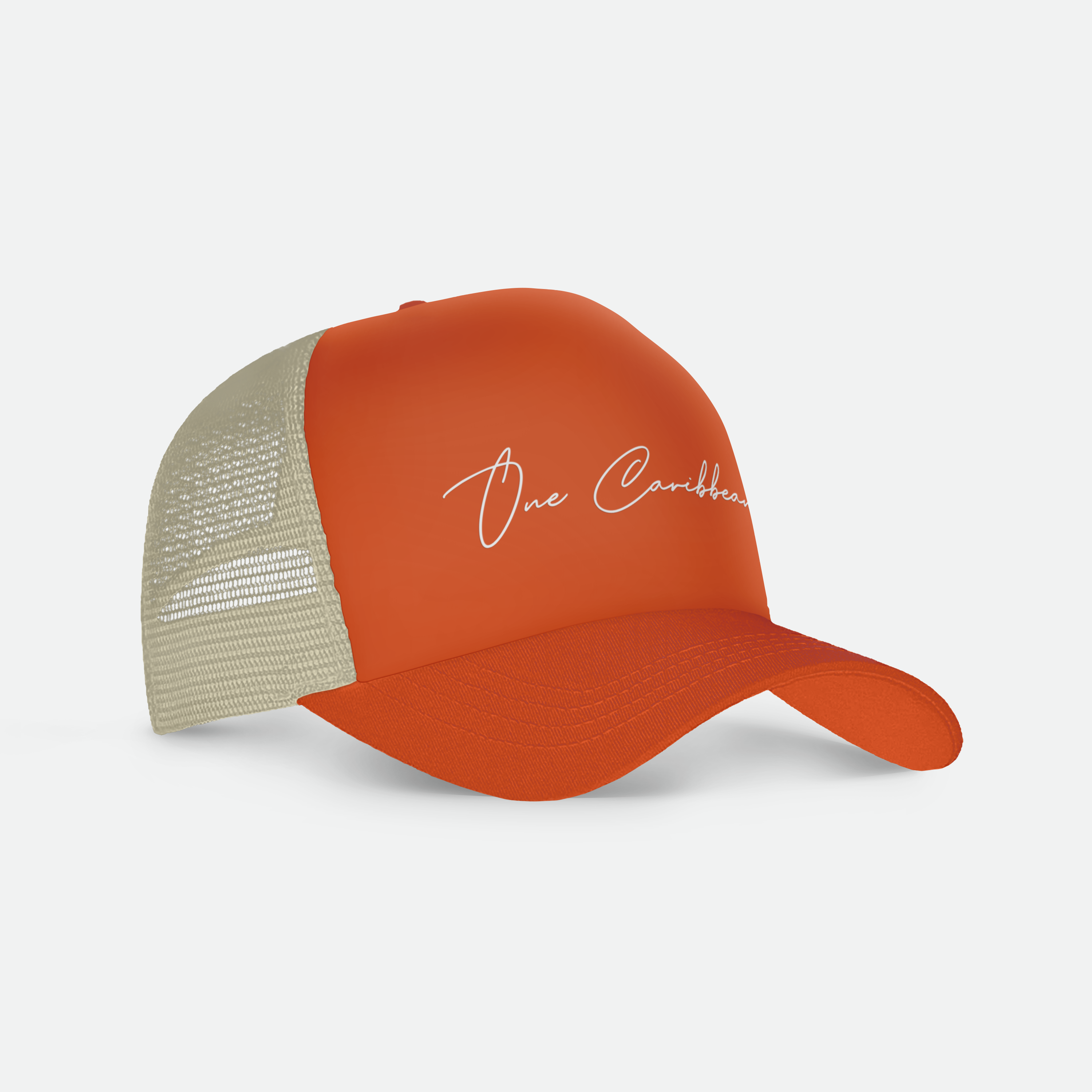 One Caribbean Foam Trucker Hat (Orange/ Tan) SAMPLE