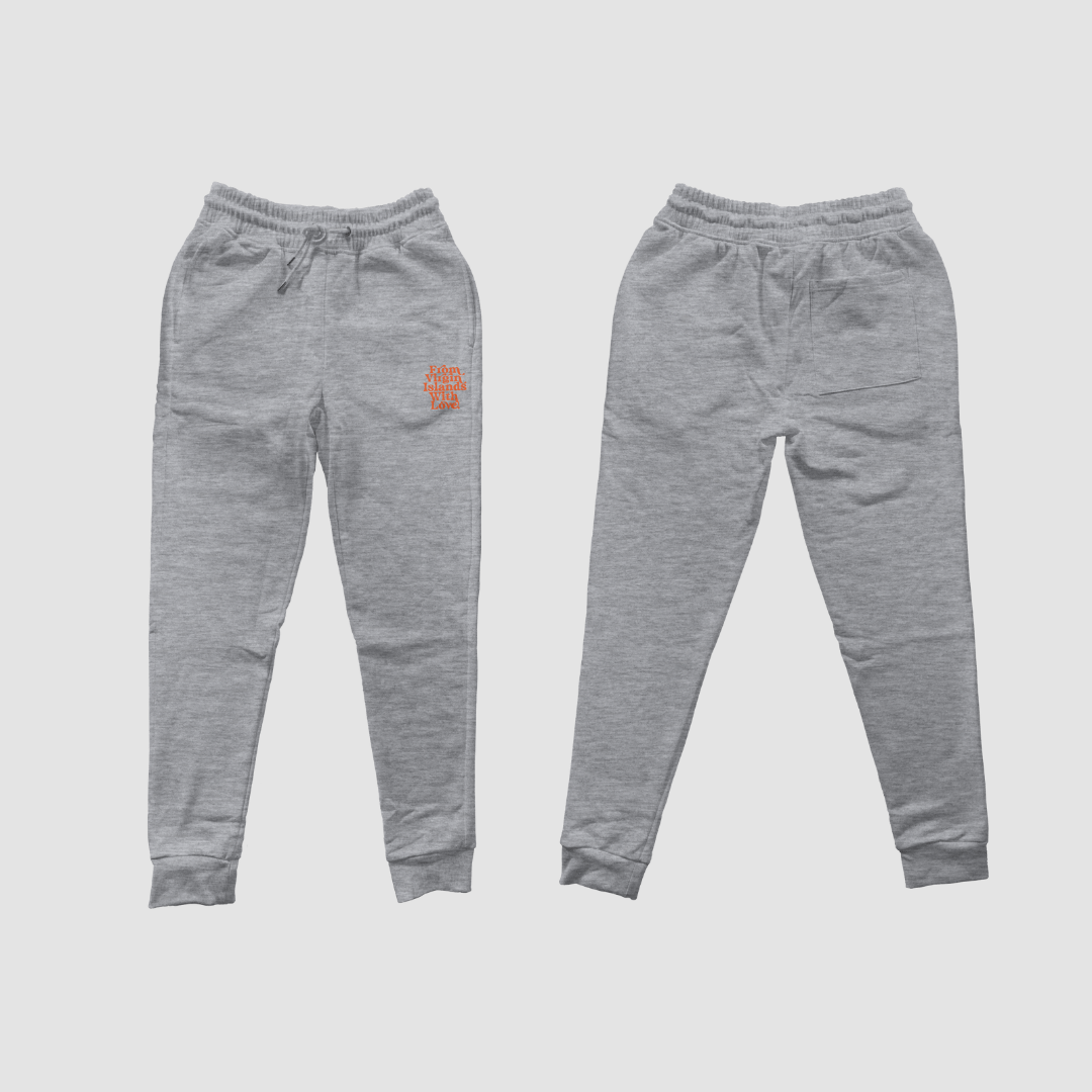 From Virgin Islands With Love Joggers (Gray Orange)