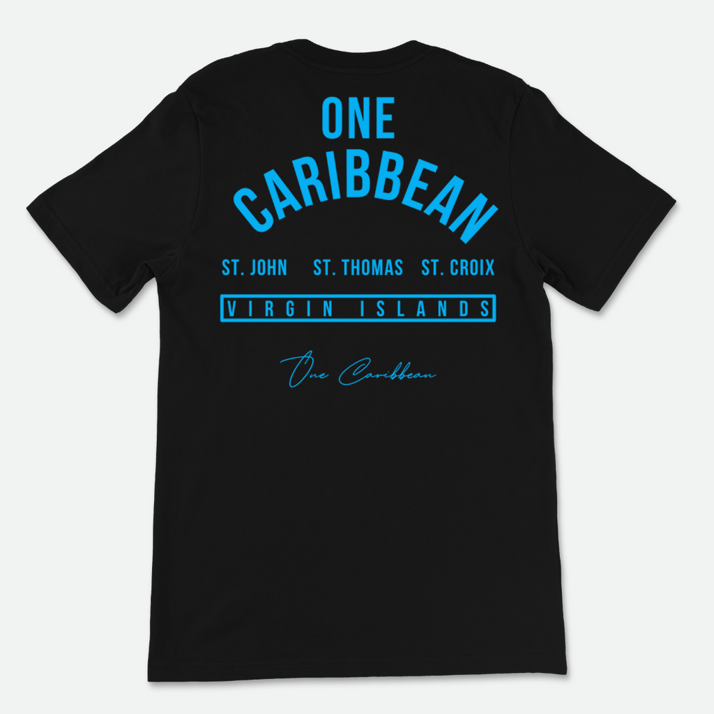 One Caribbean Souvenir Collection T-Shirt (Black Neon Blue)